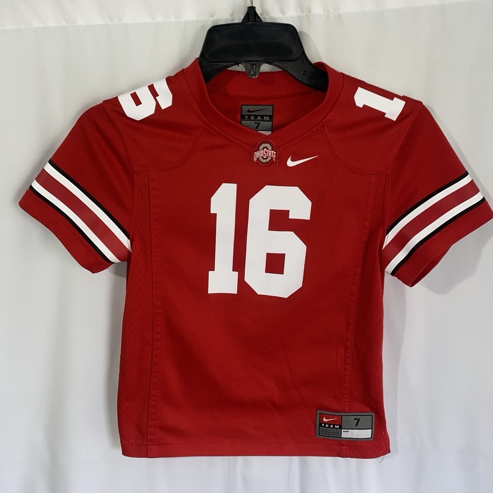 Nike Ohio State Buckeyes #16 Red Football Jersey Youth‎ Kids Size 7
